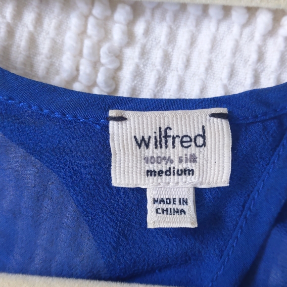 Wilfred Aritzia blue silk open back sleeveless stretch elastic waist mini dress - Picture 13 of 14